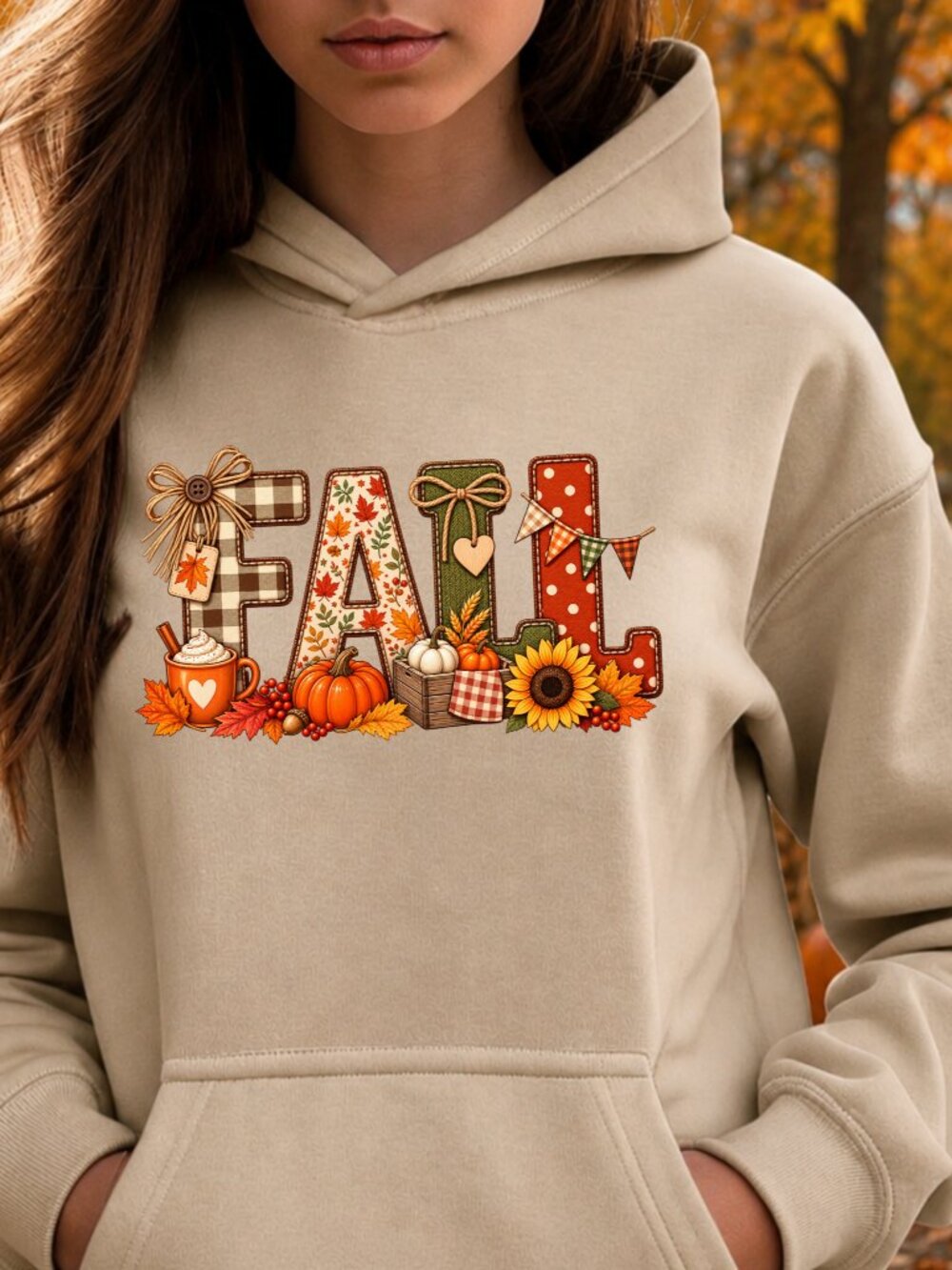 Fall HOODIE Graphic Sweatshirt Applique Coquette Cozy Autumn Vibes Pumpkin